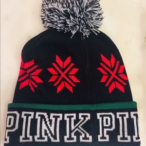PINK pom pom knit hat
